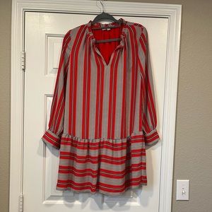 Ann Taylor Loft red and grey sheath dress